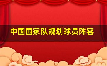 中国国家队规划球员阵容