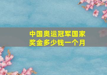 中国奥运冠军国家奖金多少钱一个月