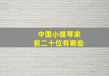 中国小提琴家前二十位有哪些