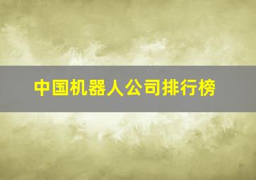 中国机器人公司排行榜