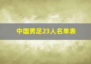 中国男足23人名单表