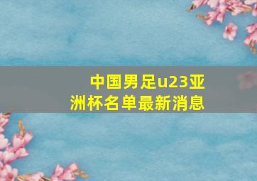 中国男足u23亚洲杯名单最新消息