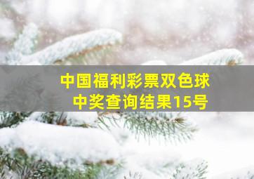 中国福利彩票双色球中奖查询结果15号