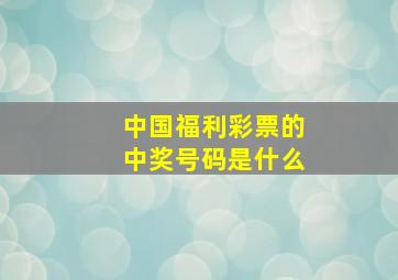 中国福利彩票的中奖号码是什么