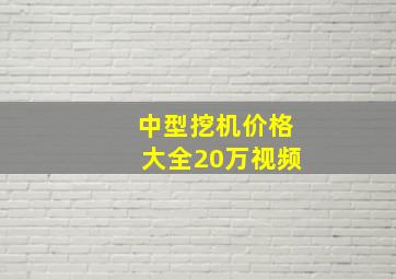 中型挖机价格大全20万视频