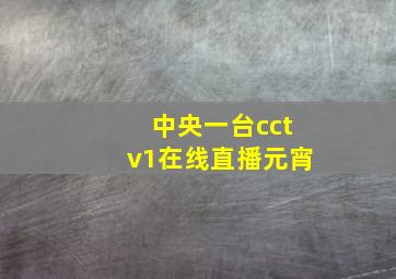 中央一台cctv1在线直播元宵