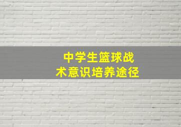 中学生篮球战术意识培养途径