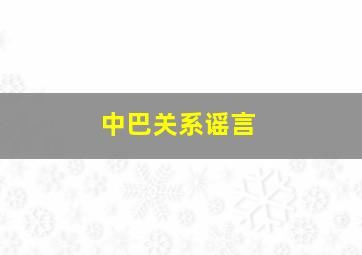 中巴关系谣言