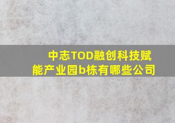 中志TOD融创科技赋能产业园b栋有哪些公司