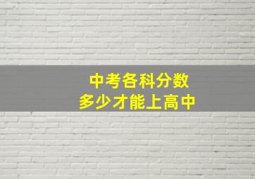 中考各科分数多少才能上高中