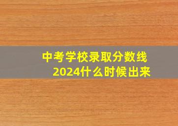 中考学校录取分数线2024什么时候出来