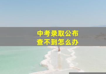 中考录取公布查不到怎么办