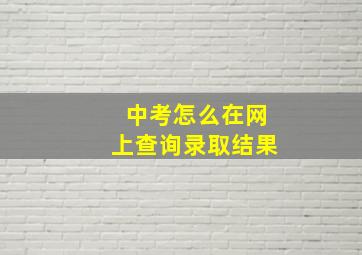 中考怎么在网上查询录取结果