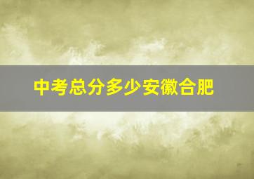 中考总分多少安徽合肥