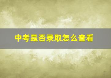 中考是否录取怎么查看