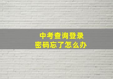 中考查询登录密码忘了怎么办