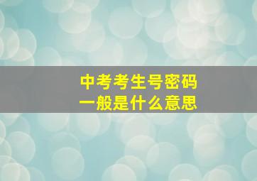 中考考生号密码一般是什么意思