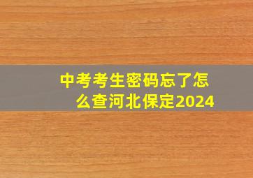 中考考生密码忘了怎么查河北保定2024