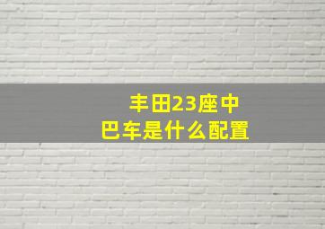 丰田23座中巴车是什么配置