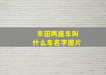 丰田两座车叫什么车名字图片