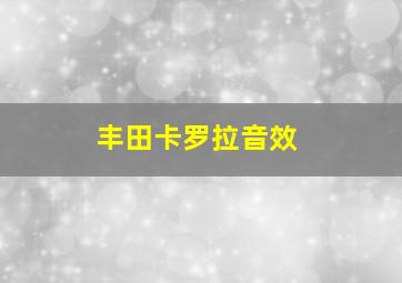 丰田卡罗拉音效