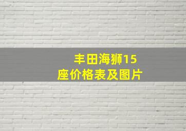 丰田海狮15座价格表及图片