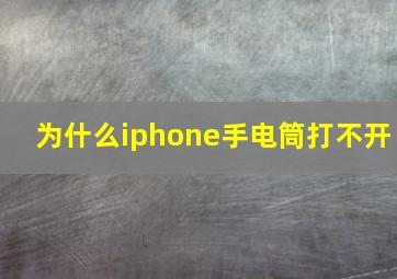 为什么iphone手电筒打不开