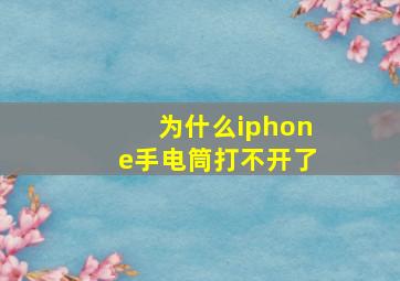 为什么iphone手电筒打不开了