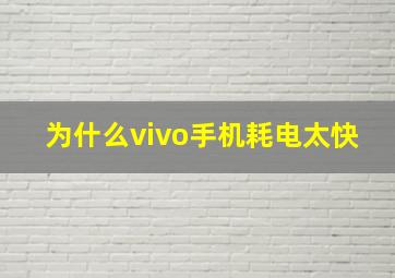 为什么vivo手机耗电太快