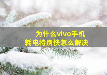 为什么vivo手机耗电特别快怎么解决