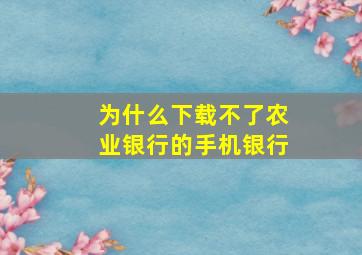 为什么下载不了农业银行的手机银行