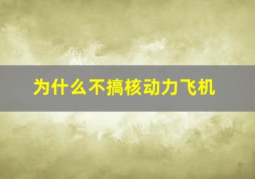 为什么不搞核动力飞机