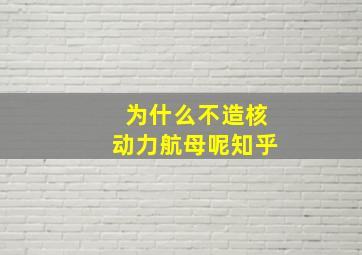 为什么不造核动力航母呢知乎