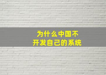 为什么中国不开发自己的系统