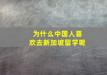 为什么中国人喜欢去新加坡留学呢