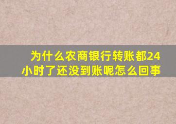 为什么农商银行转账都24小时了还没到账呢怎么回事