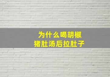 为什么喝胡椒猪肚汤后拉肚子