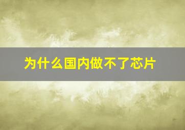 为什么国内做不了芯片