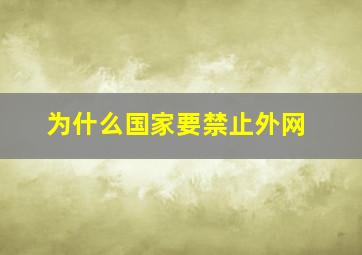 为什么国家要禁止外网