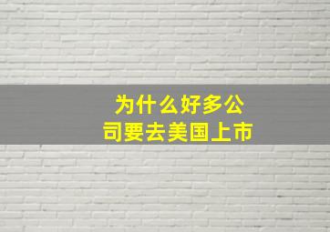 为什么好多公司要去美国上市