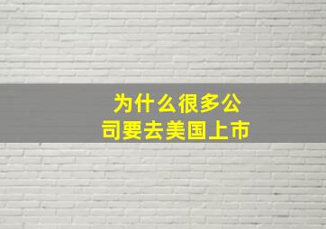 为什么很多公司要去美国上市