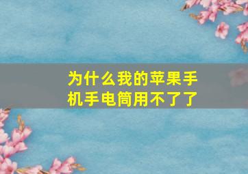 为什么我的苹果手机手电筒用不了了