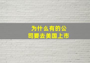 为什么有的公司要去美国上市