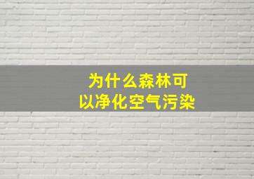 为什么森林可以净化空气污染