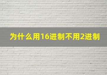 为什么用16进制不用2进制