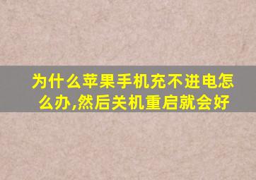 为什么苹果手机充不进电怎么办,然后关机重启就会好