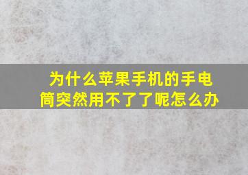 为什么苹果手机的手电筒突然用不了了呢怎么办