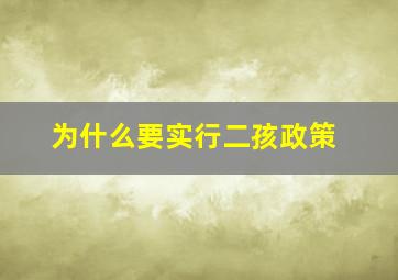 为什么要实行二孩政策