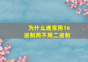 为什么通常用16进制而不用二进制