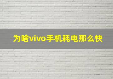 为啥vivo手机耗电那么快